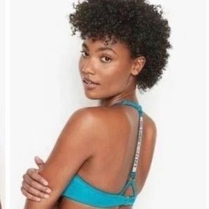 Victoria secret cosmo blue aqua shine strap bikini top